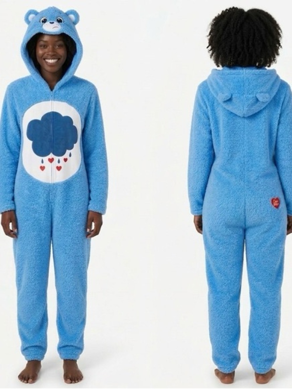 Care Bears Grumpy Bear Blue Plush Hooded Costume Onesie Size Small